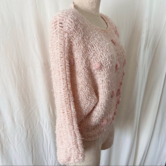 Vintage 80’s pastel pink hand crochet knit sweater - Picture 4 of 8